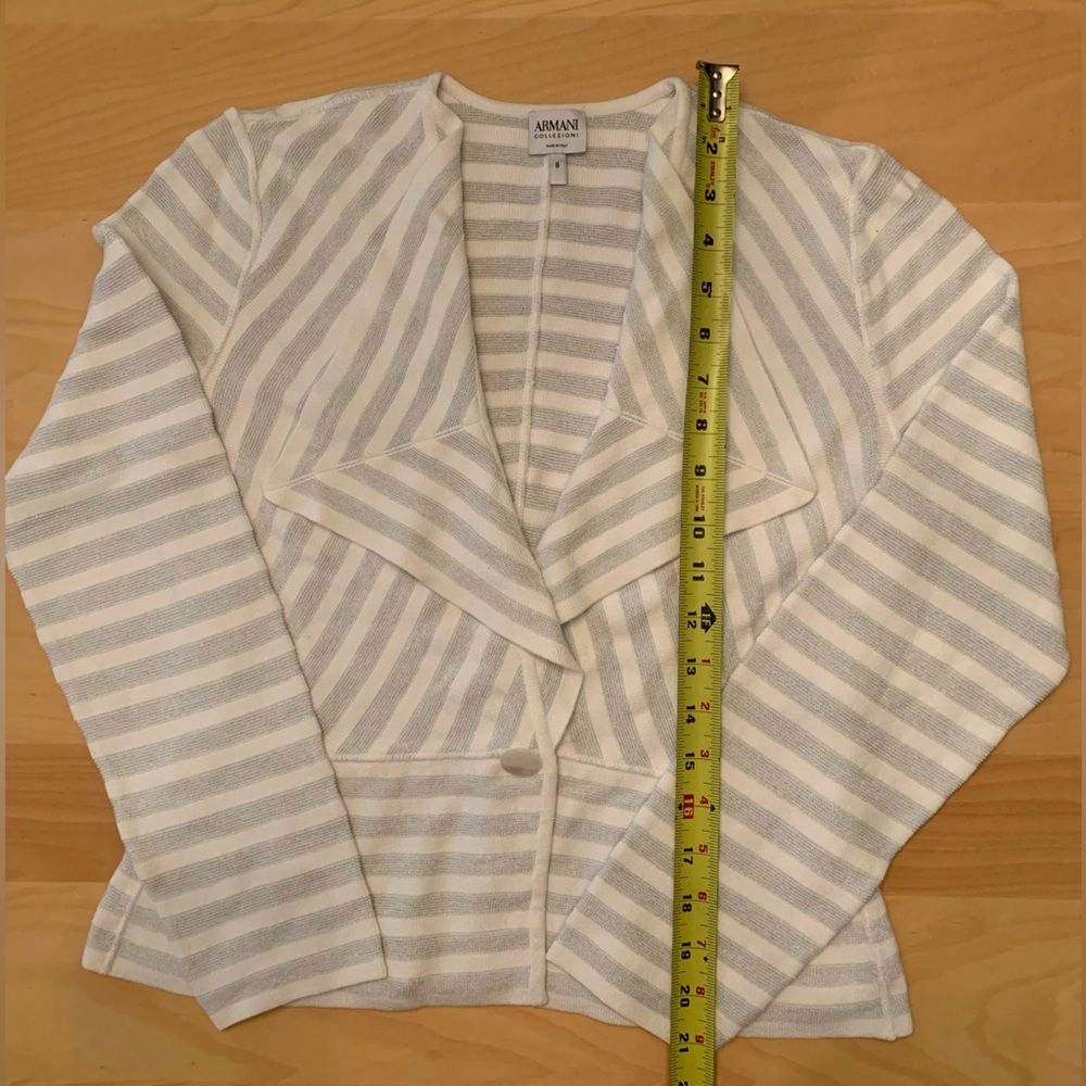 Armani Collezioni White and Silver Striped Cardigan